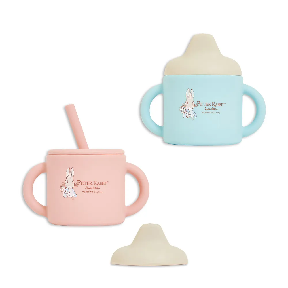 【奇哥官方旗艦】比得兔矽膠喝水杯組(學習杯/吸管杯/兒童杯)