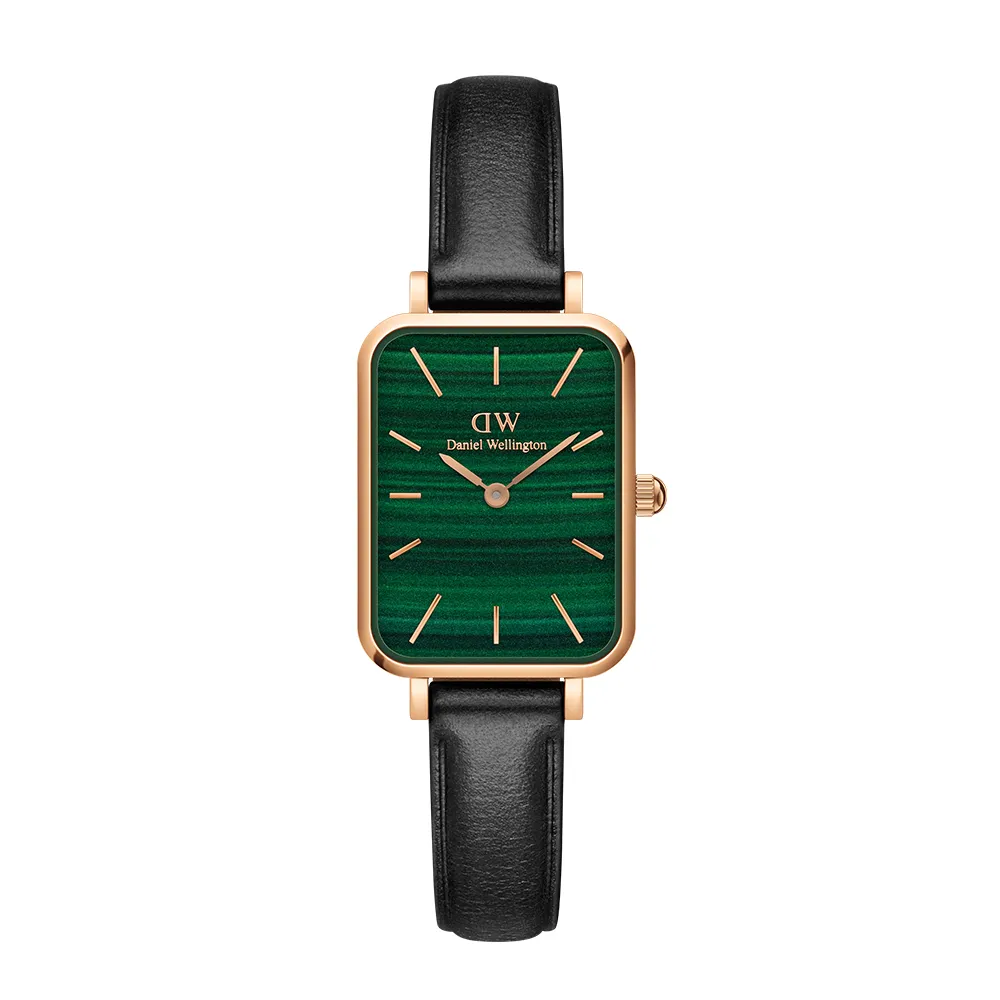 【Daniel Wellington】DW 手錶  Quadro Sheffield 20x26mm經典黑真皮皮革小方錶(兩色 DW00100439)