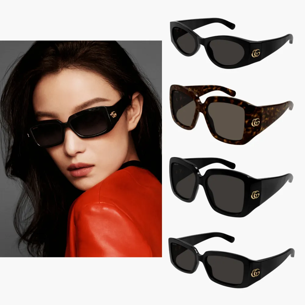 【GUCCI 古馳】倪妮廣告款墨鏡組合(GG1401S、GG1402SA、GG1403SK 多款任選)