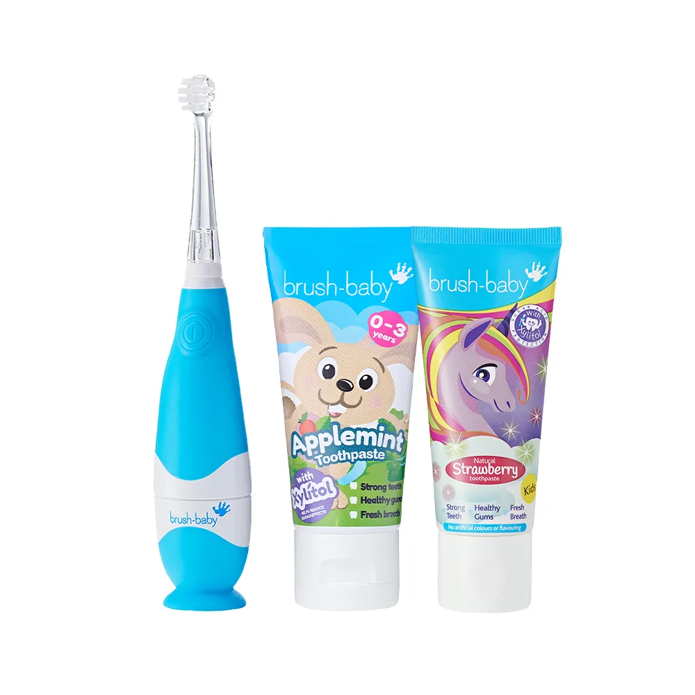 【brush baby】BabySonic 幼兒聲波電動牙刷0-3Y+木醣醇牙膏X2(多款可選)