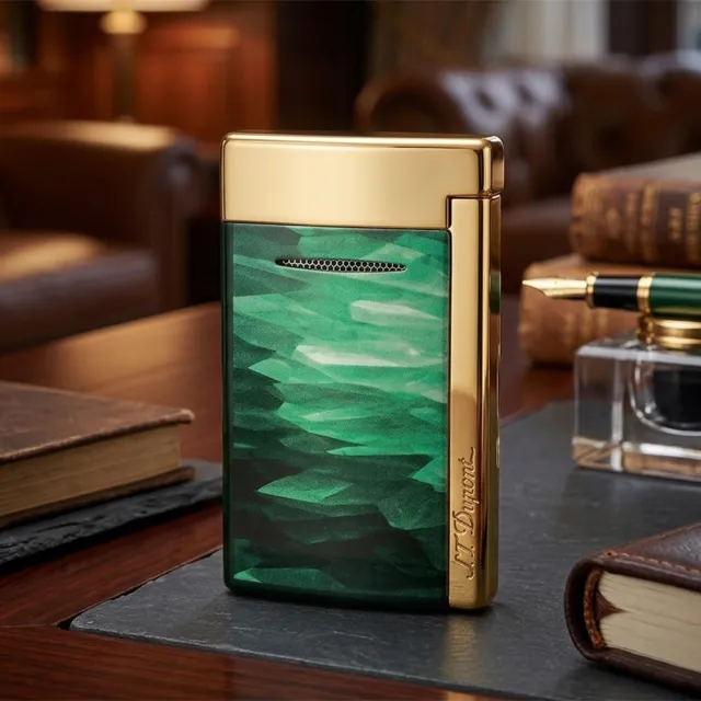 【S.T.Dupont 都彭】Minijet系列 Geode 神秘晶洞 漆面打火機-孔雀石綠 送禮 禮物 推薦(010836)