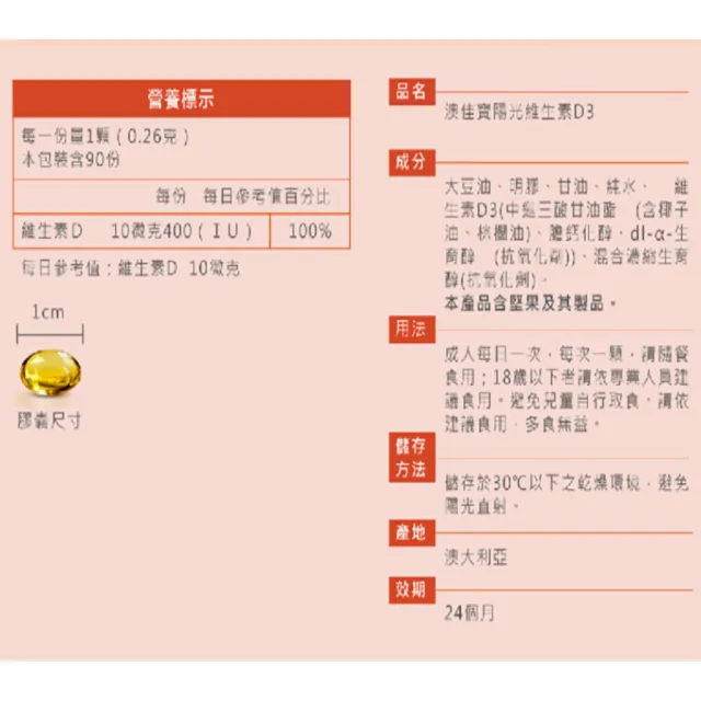 【BLACKMORES 澳佳寶】陽光維生素D3 2入組(共180顆 液態軟膠囊) 88父親節