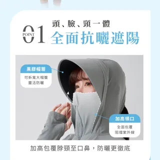 【VOLA 維菈】冰絲長裙收腰防曬外套 涼感透氣防曬衣 長版遮陽罩衫 護臉連帽 顯瘦防曬外套