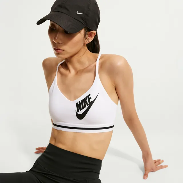 【NIKE 耐吉】運動內衣 女 輕度支撐 慢跑 瑜珈 AS W NK INDY LS LOGO BRA 白 IM9923-100