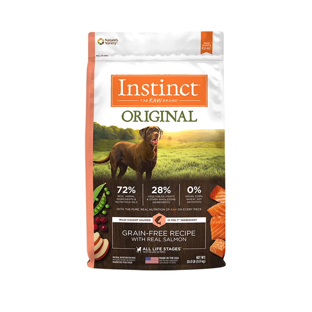 【Instinct 原點】鮭魚無穀全犬配方20lb(WDJ 狗飼料 無穀飼料 不含麩質 肉含量70%)
