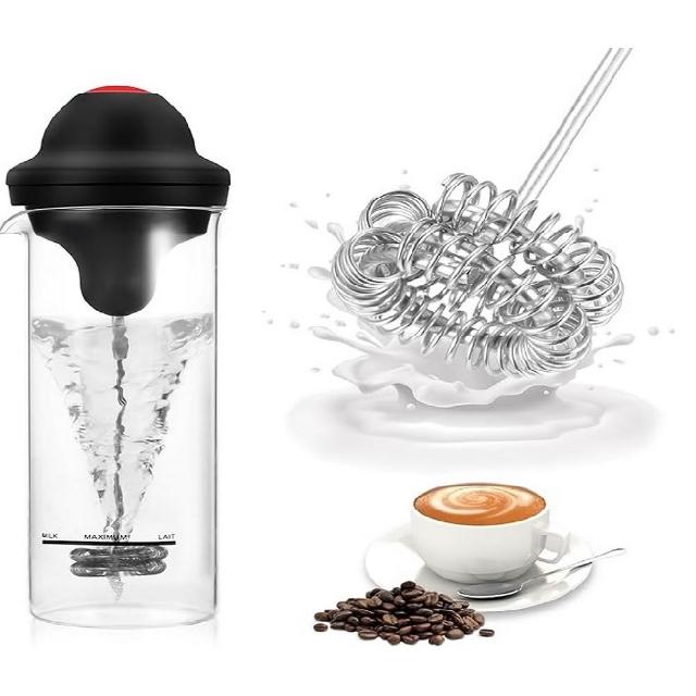 【家適通】限定特惠 全自動耐熱玻璃奶泡器 450ml 咖啡奶泡機(電動奶泡 打泡器 打奶泡 奶泡杯 拉花杯)