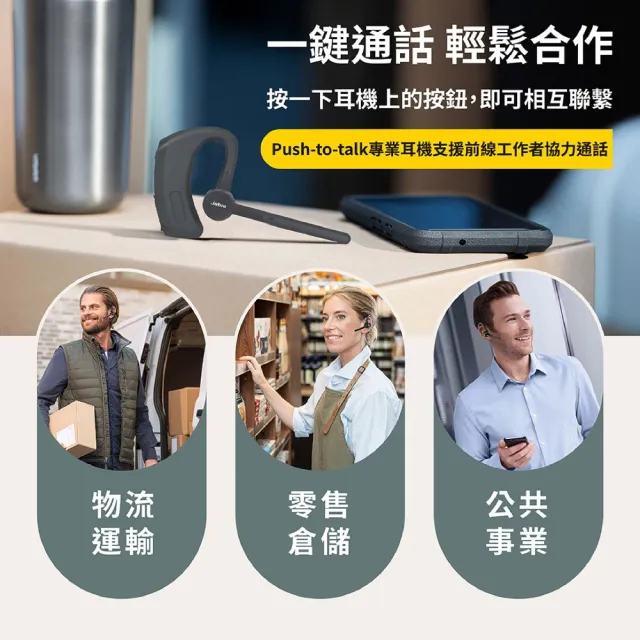 【Jabra】官方直營 Perform 45 SE 麥克風降噪93%高效協作單耳藍牙耳機（支援Push-to-Talk)