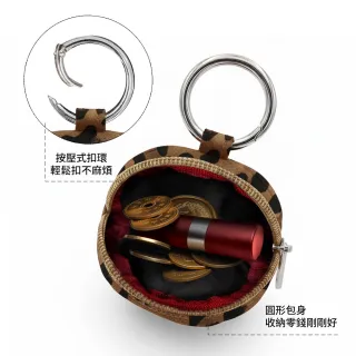 【HAPPYFACE】雙11 經典EMMA零錢包 拉鍊隨身收納圓形包 咖豹(B25252)