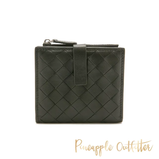 【Pineapple Outfitter】經典極簡真皮編織短夾(黑色)