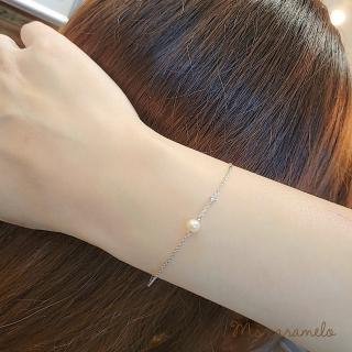 【Ms caramelo 焦糖小姐】925純銀 淡水珍珠&鋯石手鍊(K白款)