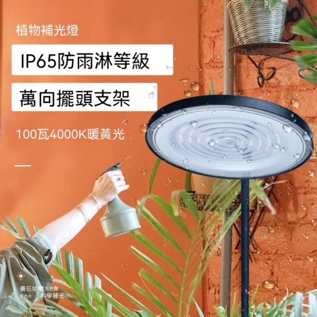 【諾必行】100瓦植物補光燈 模擬仿太陽全光譜 LED室內多肉花卉蔬菜綠植專用生長燈（落地款/定時調光控制）