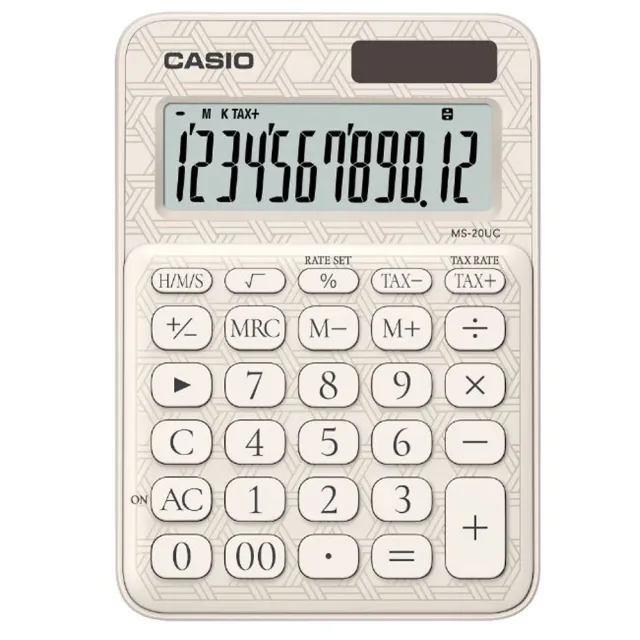 【CASIO 卡西歐】12位元傳統和風紋樣計算機-MS-20UC-JWE竹編白(60周年限定特仕版)