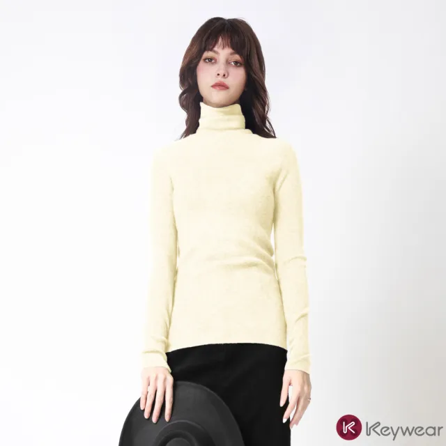 【KeyWear 奇威名品】高領排扣設計長袖針織上衣(共3色)