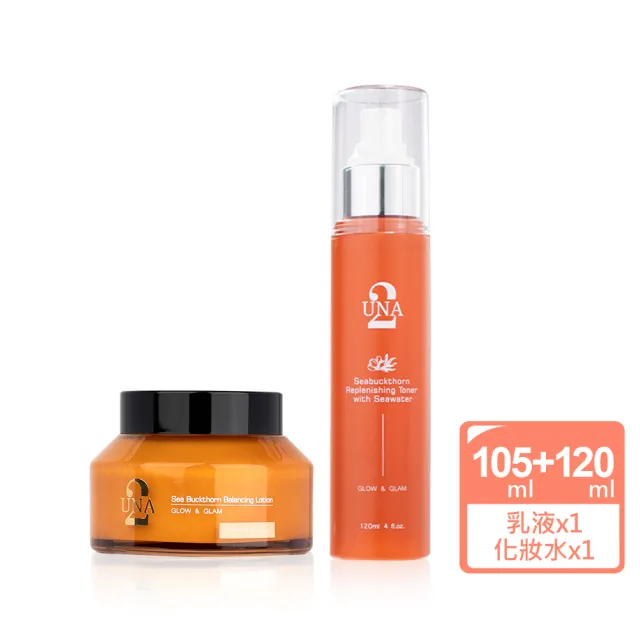 【BIOCROWN 百匡】沙棘純海煥活修護化妝水 120ml+沙棘維穩保濕乳 105ml - UNA