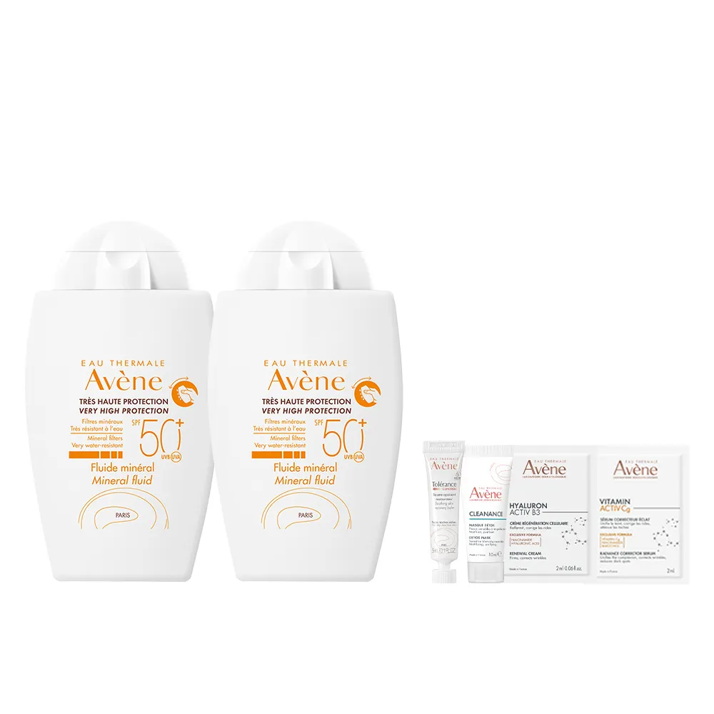 【Avene 雅漾】官方直營 物理防曬液SPF50 40ml2入(特殊美容後/敏感肌推薦)