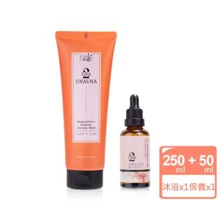 【BIOCROWN 百匡】沙棘柔潤私密沐浴露(250ml)+5%玫瑰草私密保養油(50ml)- UNA