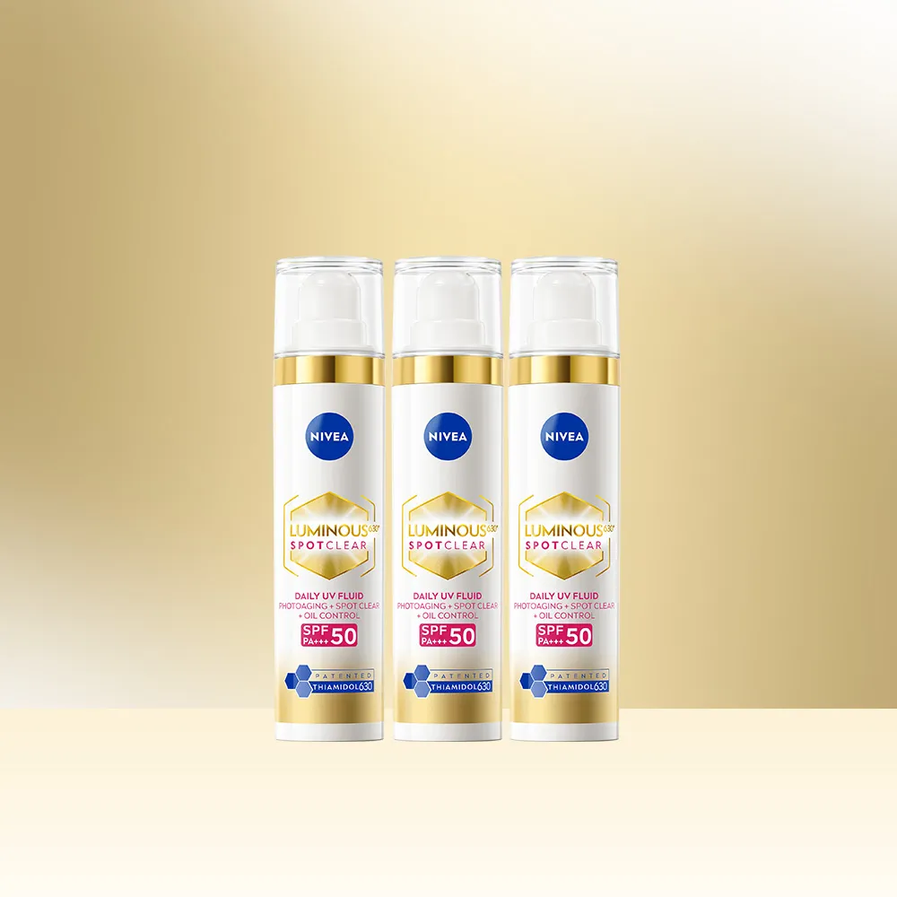 【NIVEA 妮維雅】630淡斑煥白UV防禦乳 SPF50 40mlx3入(提安明多630/防曬乳/美白專利/妝前乳)