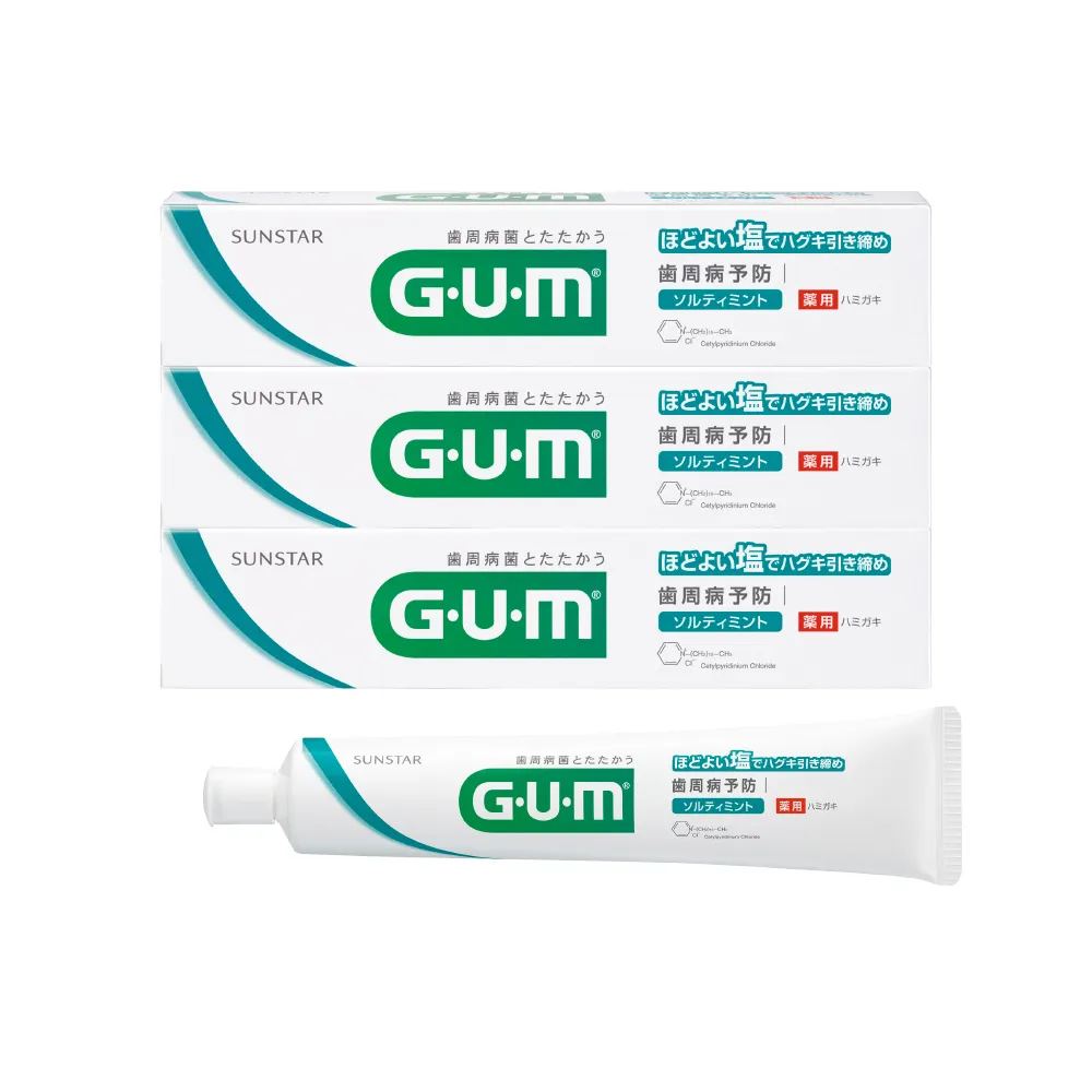 【GUM】牙周護理牙膏 清爽岩鹽150g-3入組(盒裝)