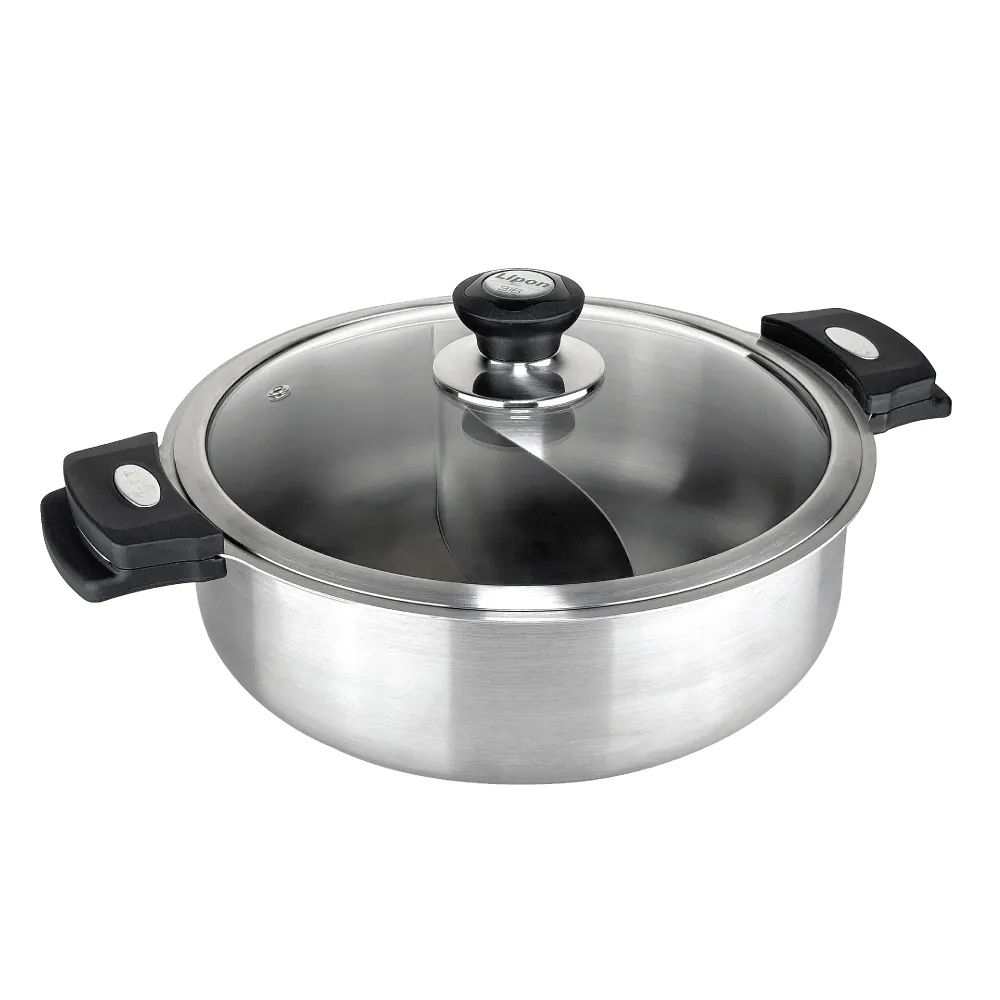【CHEF 掌廚】台灣製極厚316大容量高深鴛鴦火鍋30cm(附蓋/不挑爐具)