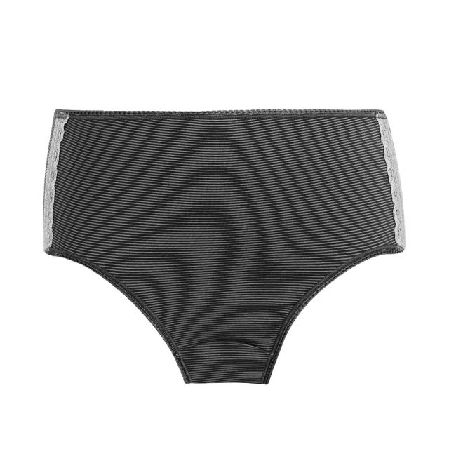 【Gennies 奇妮】哺乳內衣褲成套 咖啡紗軟鋼圈內衣 中腰內褲(孕婦內衣 上開扣 孕婦內褲 條紋黑 A37B35)