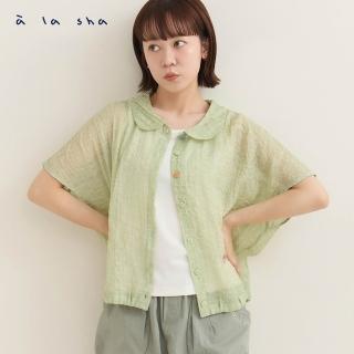 【a la sha】輕透格紋組織連袖襯衫