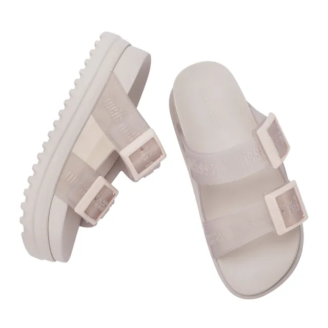 【Melissa】LOGO雙扣帶厚底拖鞋-大童(米色) 防潑水