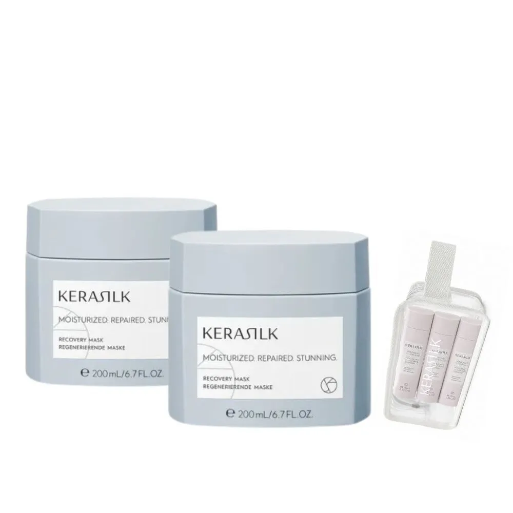 【KERASILK】高級柔順祕技組☆水誘晶漾髮膜200ml+質順柔緻髮膜200ml(粗硬乾燥髮適用/修護補水/柔順抗毛躁)