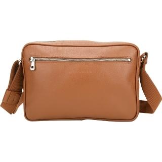 【LONGCHAMP】Le Foulonne M 荔紋牛皮郵差包(棕色/30CM 巴黎精品 相機包)