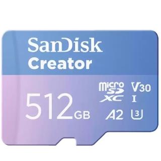 【SanDisk 晟碟】512GB Creator microSDXC 190MB/s UHS-I U3 A2 V30 記憶卡