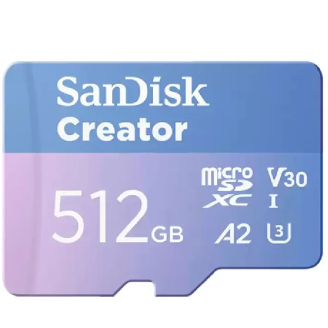 【SanDisk 晟碟】512GB Creator microSDXC 190MB/s UHS-I U3 A2 V30 記憶卡