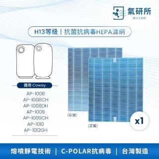 【AirLab 氣研所】H13 HEPA抗菌抗病毒濾網 1片裝(適用Coway AP-1009/1008/1010/1012)