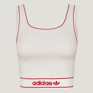 【adidas 愛迪達】運動 休閒 無袖 背心 女上衣 WAISTBAND TANK(LF4591)