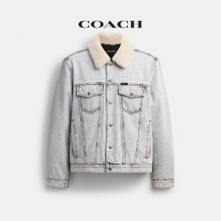 【COACH】蔻馳官方直營 羊毛皮領牛仔外套-淺水洗(CDH10)