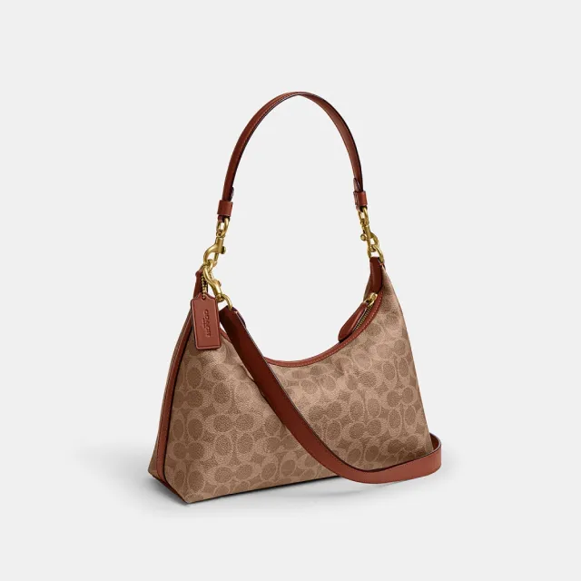 【COACH】蔻馳官方直營 JULIET經典 SIGNATURE單肩手袋 單肩包 肩背包-B4/棕黃色 焦糖色(CAM23)