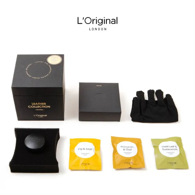 【L‘Original London 洛瑞歐】官方-小羊皮夜黑武士+自選補充裝1入 車用香氛禮盒(父親節禮物、汽車擴香)