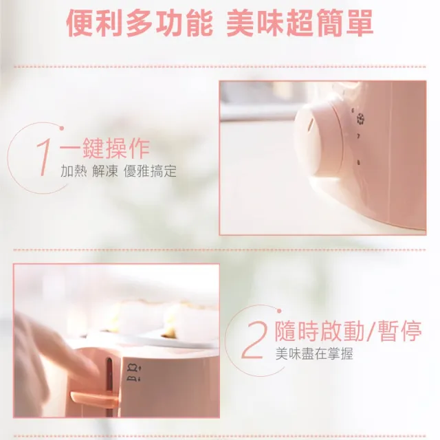 【Philips 飛利浦】電子式智慧型烤麵包機/瑰蜜粉_HD2584/52