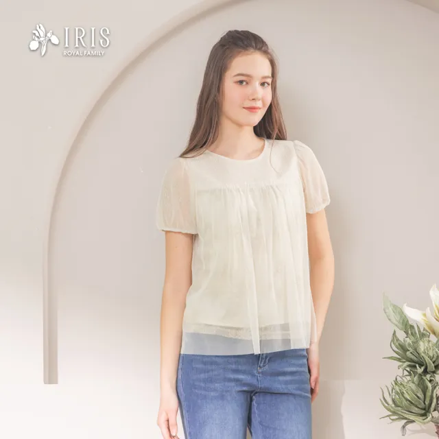 【IRIS 艾莉詩】清雅蕾絲網紗上衣-5色(52149)