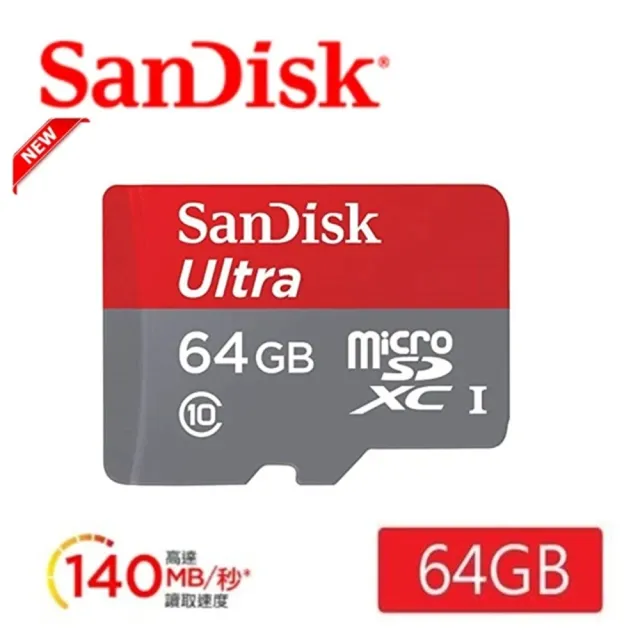 【SanDisk 晟碟】全新版 再升級 64GB Ultra microSDXC UHS-I A1  記憶卡(最高讀速 140MB/s 原廠10年保固)