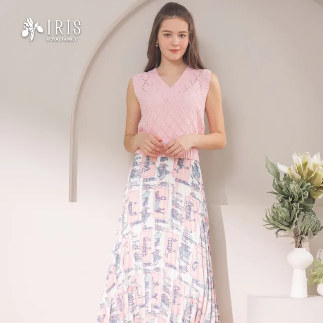 【IRIS 艾莉詩】法式馬鞍印花百褶裙-2色(52228)