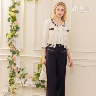 【IRIS 艾莉詩】率性鍊飾百搭寬褲-2色(52301)