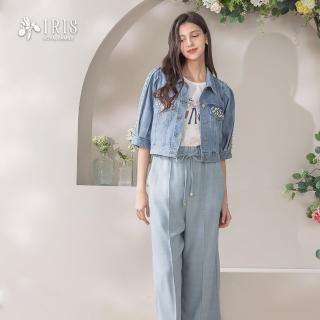 【IRIS 艾莉詩】簡約抽繩鬆緊寬褲-2色(52304)
