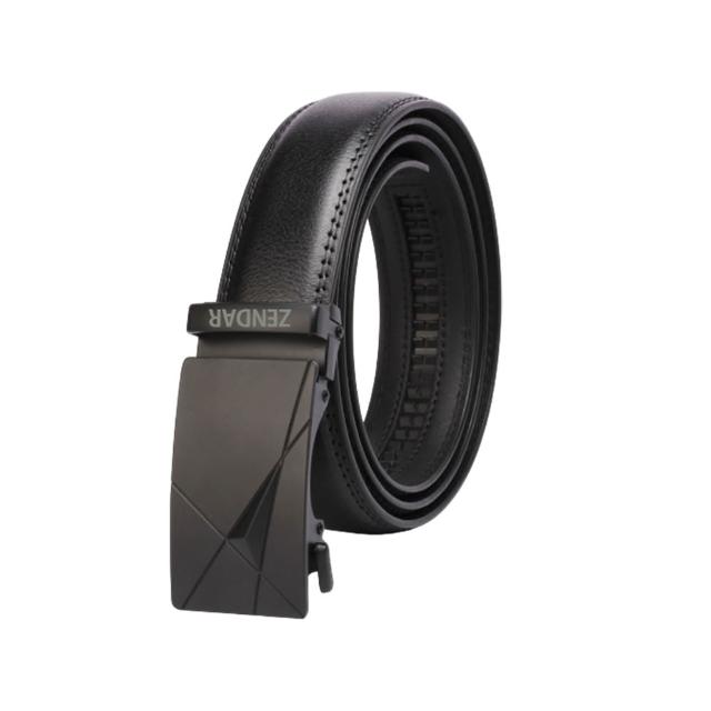 【ZENDAR】限量2折 頂級小牛皮皮革自動扣頭男用皮帶 6804B 全新專櫃展示品(黑色 送禮盒提袋)