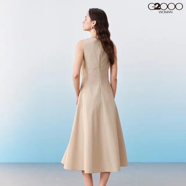 【G2000】女款 圓領無袖長洋裝-杏色(6123304611)