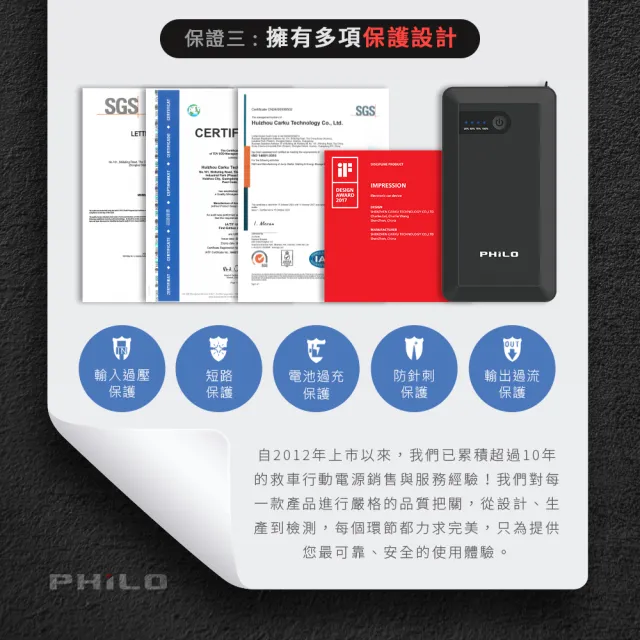 【Philo 飛樂】PQC-8000se 8000mAh 汽車救援啟動行動電源 (汽車救援電池/汽車救援/電霸/救車行動電源