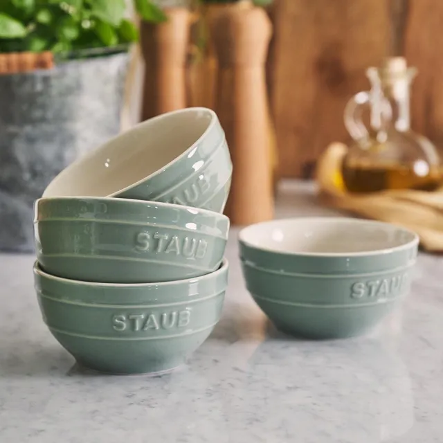 【STAUB】圓形陶瓷餐碗14cm-莫蘭迪綠(德國雙人牌集團官方直營)