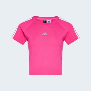 【adidas 愛迪達】Dce Baby Tee 女 T恤 運動上衣 休閒短袖 粉紅 亞版 短版(KS0278)