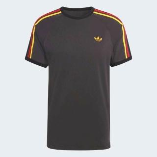 【adidas 愛迪達】3s Tee 男 T恤 運動上衣 休閒短袖 黑 黃紅邊 亞版(KC8637)