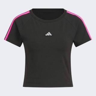 【adidas 愛迪達】Dce Baby Tee 女 T恤 運動上衣 休閒短袖 黑 亞版 短版(KS0279)