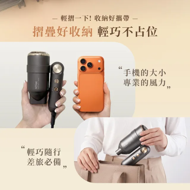 【SOLAC】等離子高風速吹風機 國際電壓 速乾隨行吹風機(新品上市/國際電壓/全球電壓) SD1000MPG(momo集資)