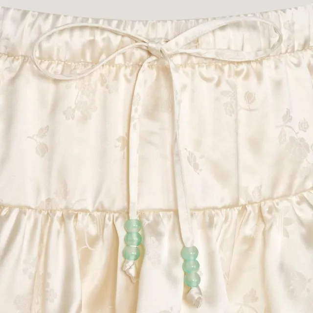 【adidas 愛迪達】Bubble Skirt 女 短裙 泡泡裙 米 奶油白 亞版 垂墜感(KY5749)